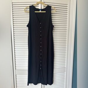 Soft Black Button-up Sleeveless Dress